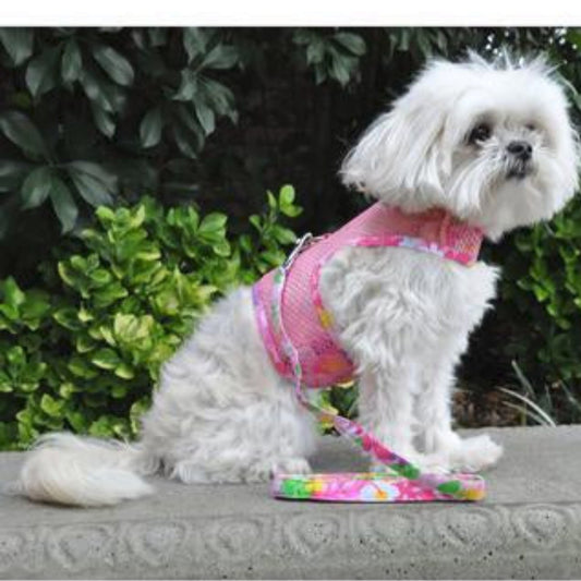 Cool Mesh Dog Harness Pink Hawaiian Floral