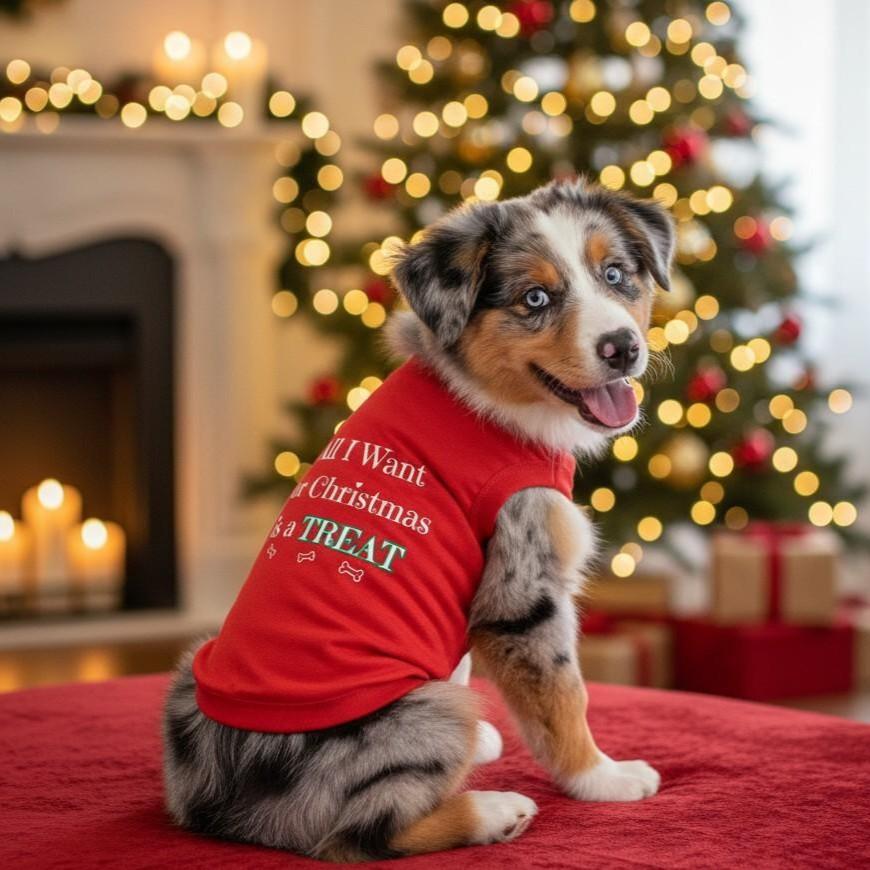 All I Want For Christmas Dog Shirt - Red  78718