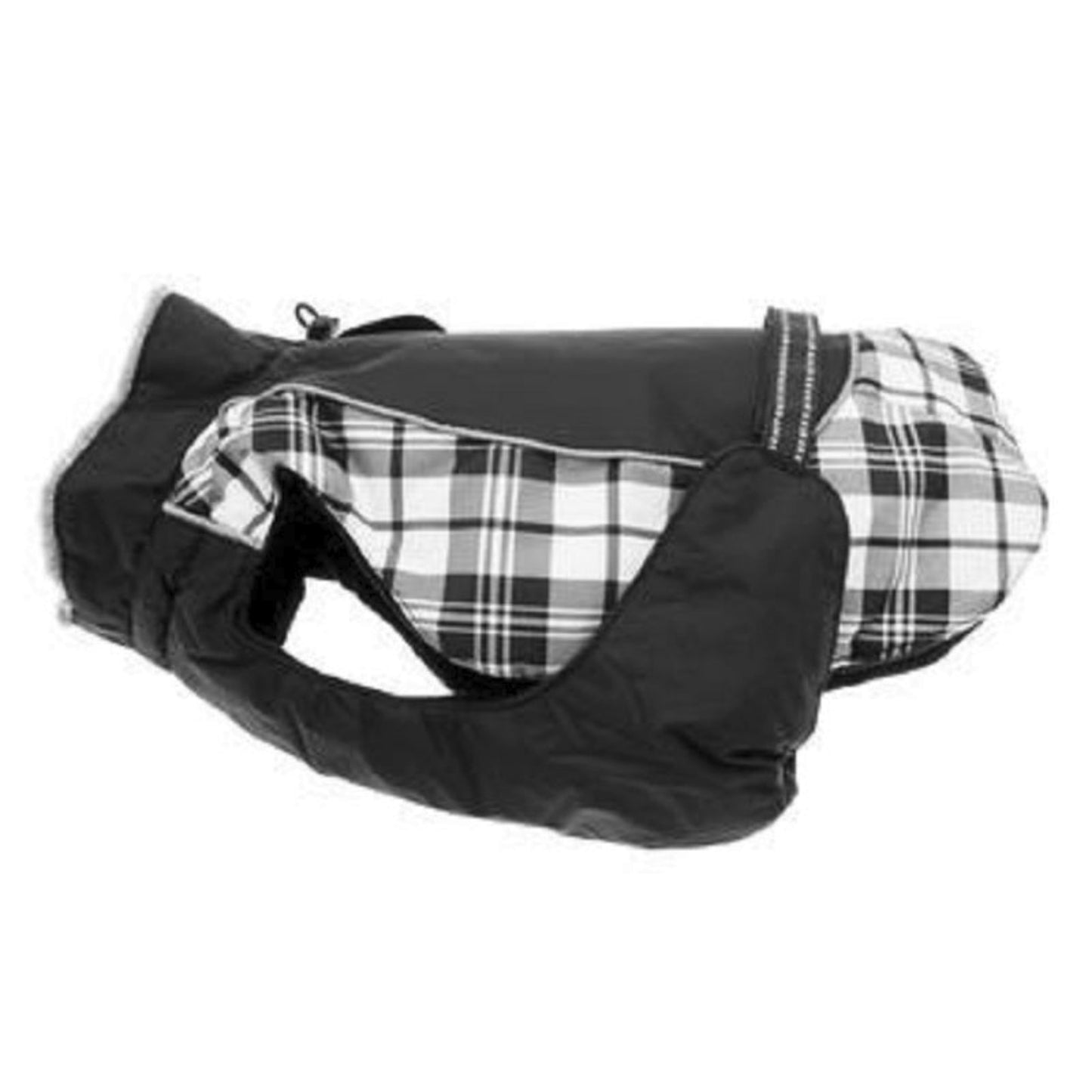 Alpine Dog Coat Black and White Plaid 65164