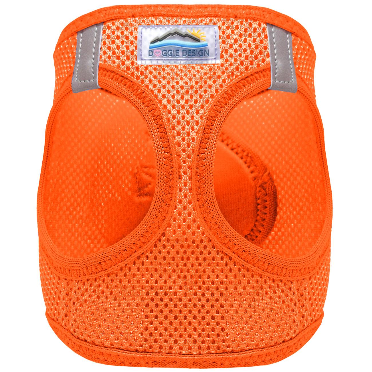 Dog wearing Hunter Orange American River choke‑free mesh harness