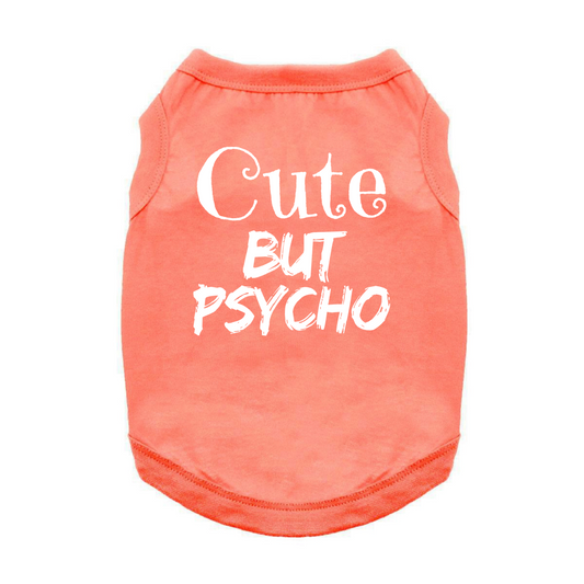 Cute But Psycho Dog Tank - Coral