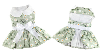 Mint Green Daisy Dog Dress with Matching Leash | Doggie Design (XS–XL)