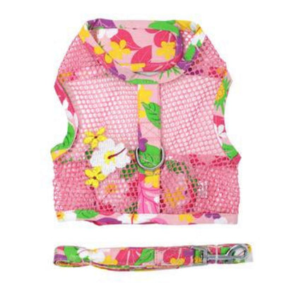 Cool Mesh Dog Harness Pink Hawaiian Floral