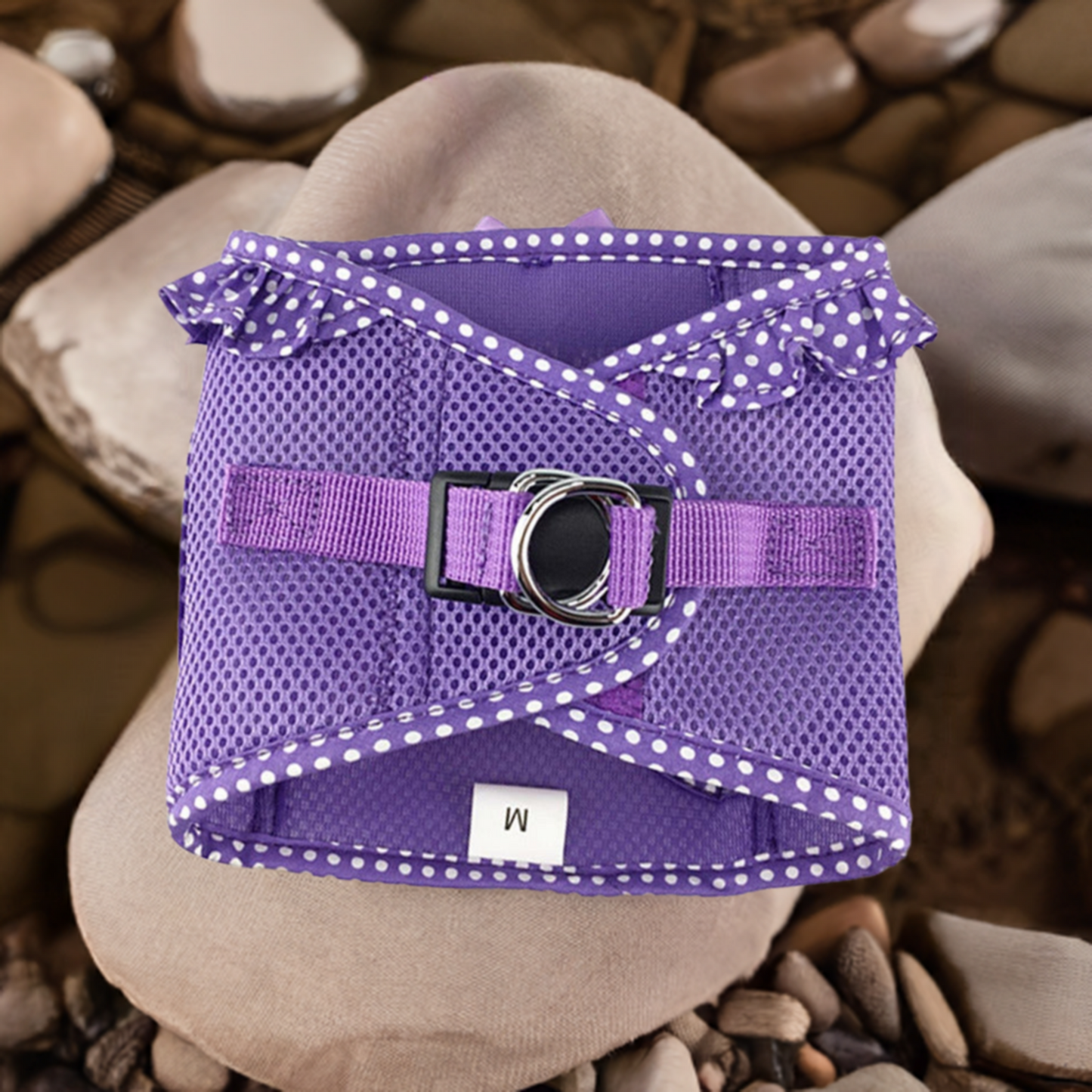 American River Choke Free Dog Harness Polka Dot Collection - Paisley Purple Polka Dot