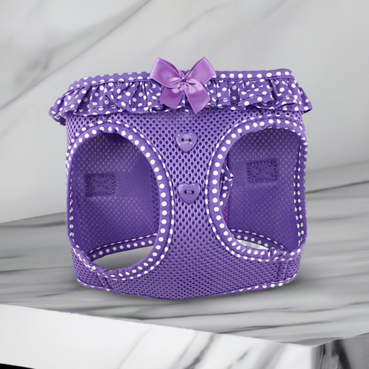 American River Choke Free Dog Harness Polka Dot Collection - Paisley Purple Polka Dot