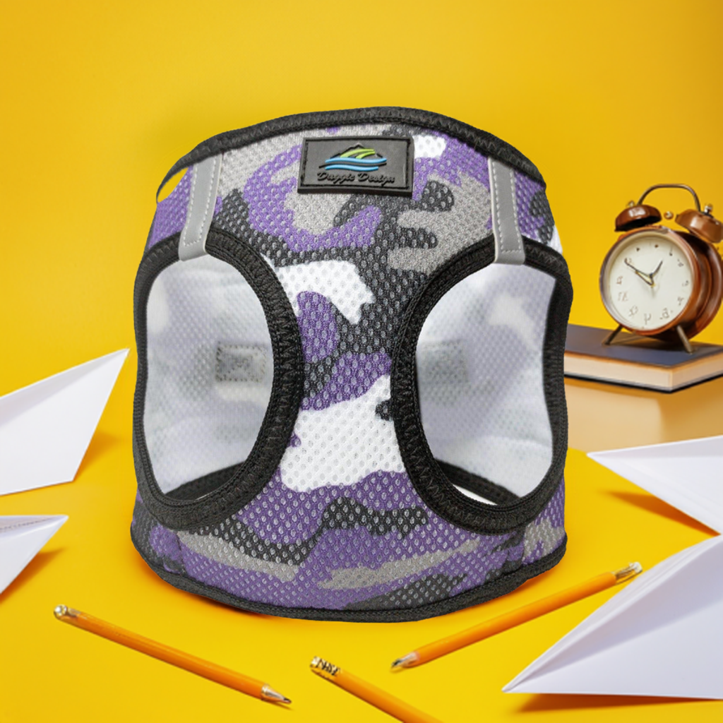 American River Choke Free Dog Harness Camouflage Collection purple