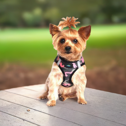 American River Camo Choke Free Dog Harness Pink