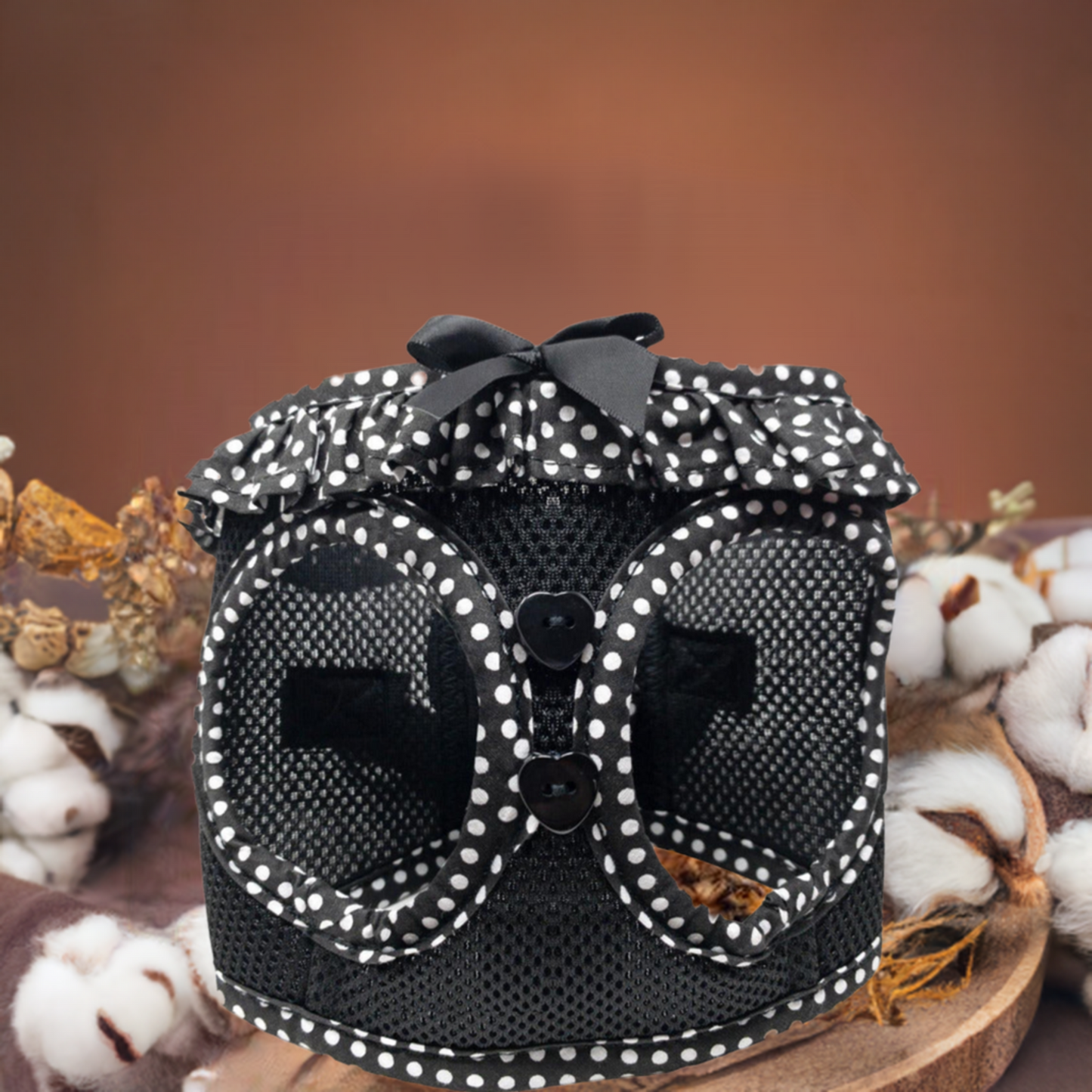 American River Choke Free Dog Harness Polka Dot - Black and White Polka Dot