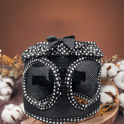 American River Choke Free Dog Harness Polka Dot - Black and White Polka Dot