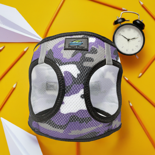 American River Choke Free Dog Harness Camouflage Collection purple