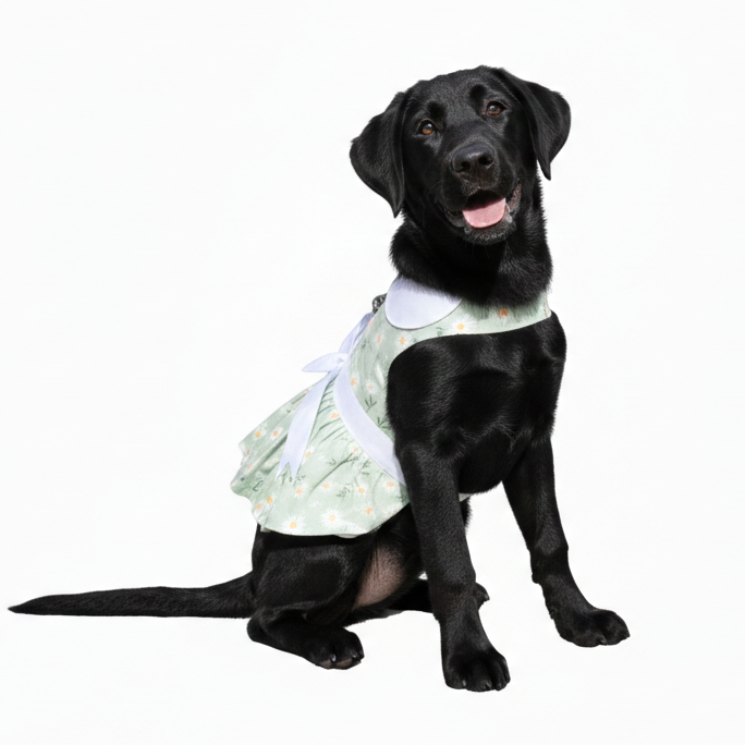 Mint Green Daisy Dog Dress with Matching Leash | Doggie Design (XS–XL)