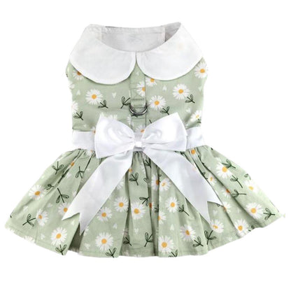 Mint Green Daisy Dog Dress with Matching Leash | Doggie Design (XS–XL)