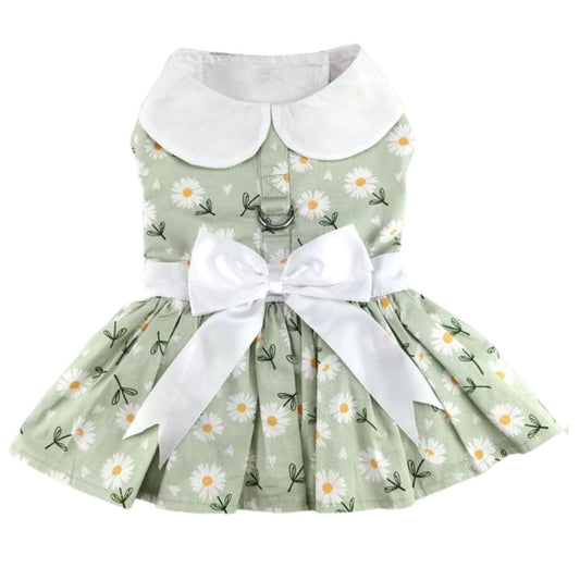 Mint Green Daisy Dog Dress with Matching Leash | Doggie Design (XS–XL)