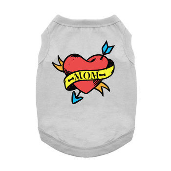 Mom Tattoo Dog Shirt – Glacier Gray Cotton Graphic Dog Tee (XS–3XL)
