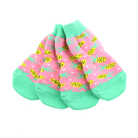 Non-Skid Dog Socks - Pink Pineapple 66861