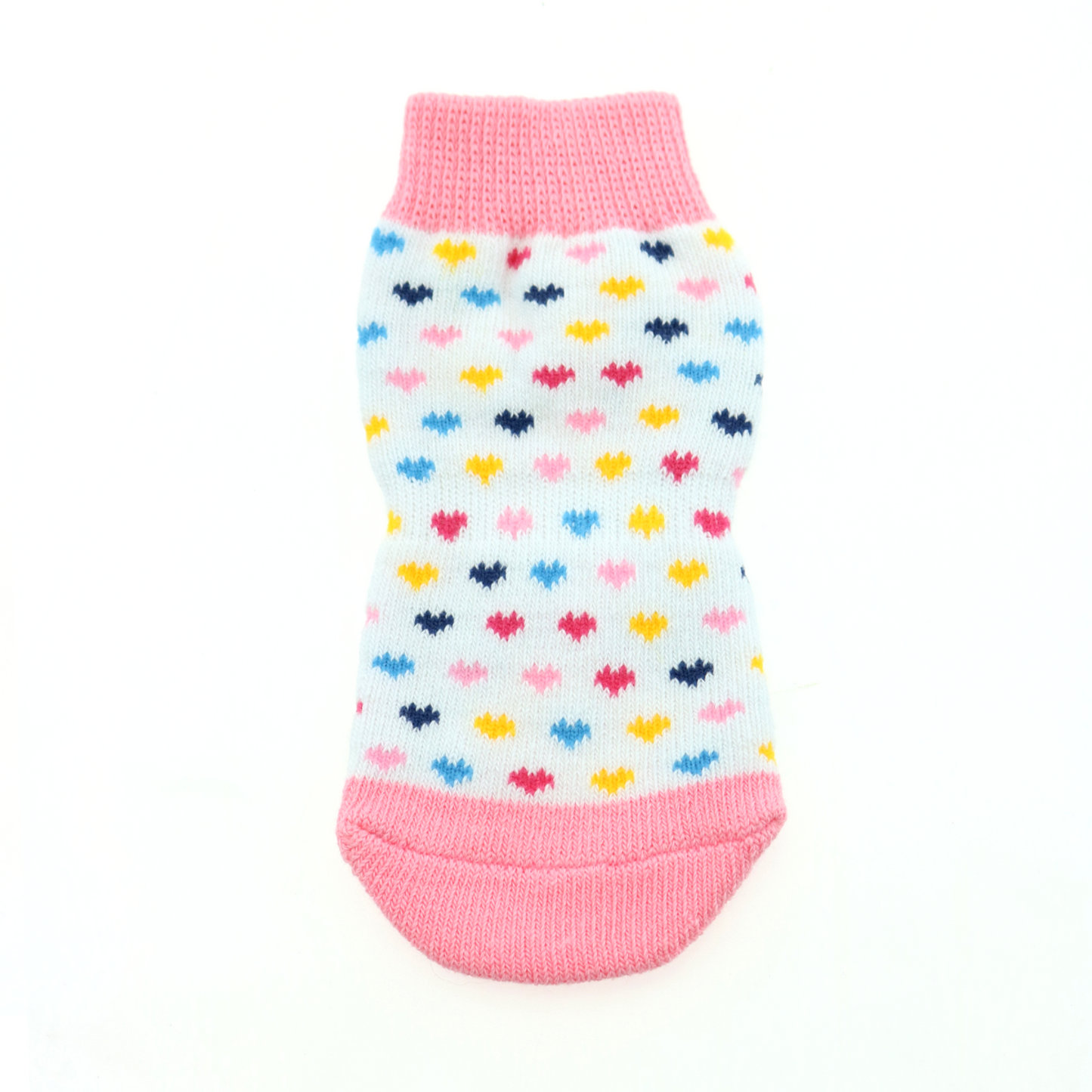 Non-Skid Dog Socks - Pink and White Hearts