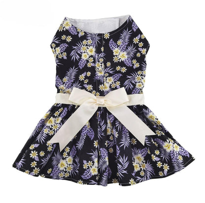 Purple Twilight Hawaiian Dog Dress with Matching Leash