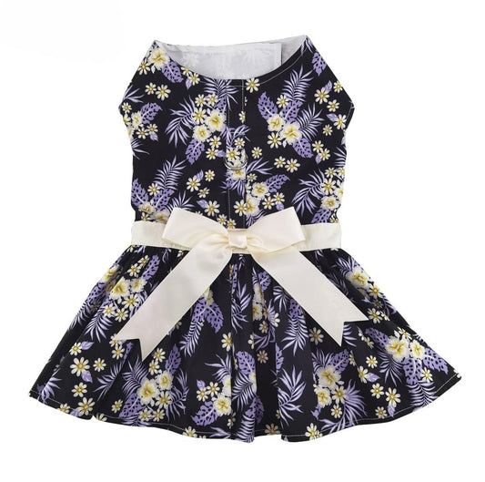 Purple Twilight Hawaiian Dog Dress with Matching Leash