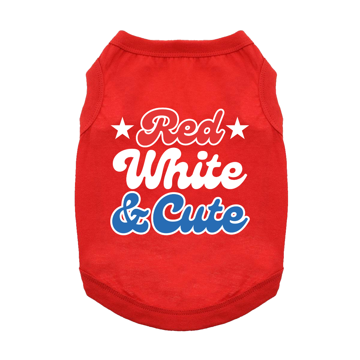 Red White and Cute Dog Shirt – Flame Scarlet Red Patriotic USA Dog T‑Shirt (XS–3XL)