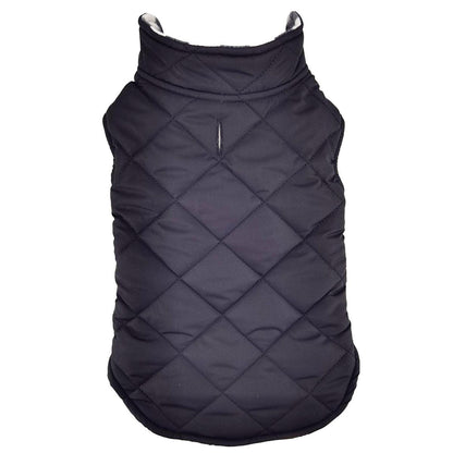 Doggie Design Reversible Fleece Lined Puffer Dog Coat - Black and White Plaid  78641