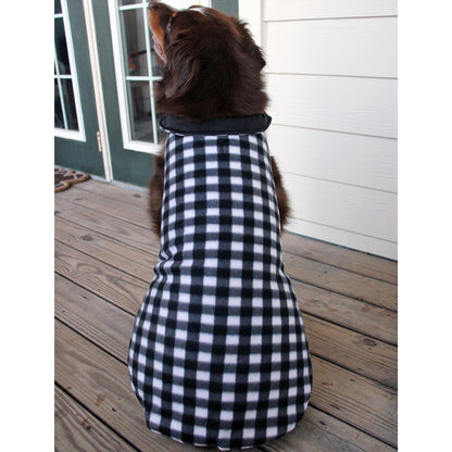 Doggie Design Reversible Fleece Lined Puffer Dog Coat - Black and White Plaid  78641