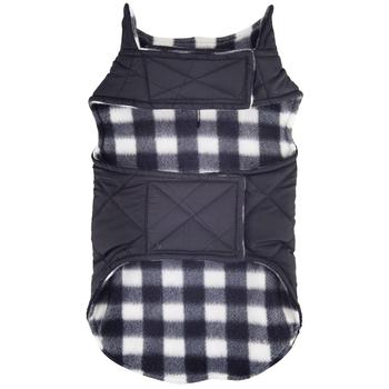 Doggie Design Reversible Fleece Lined Puffer Dog Coat - Black and White Plaid  78641