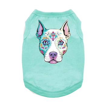 Sugar Skull Dog Tank Top - Teal
