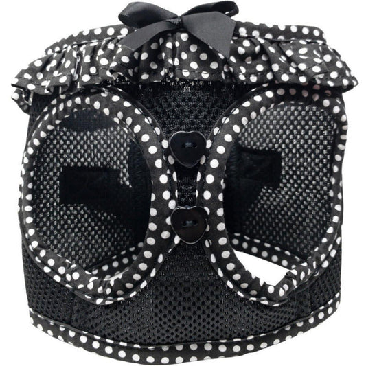American River Choke Free Dog Harness Polka Dot - Black and White Polka Dot