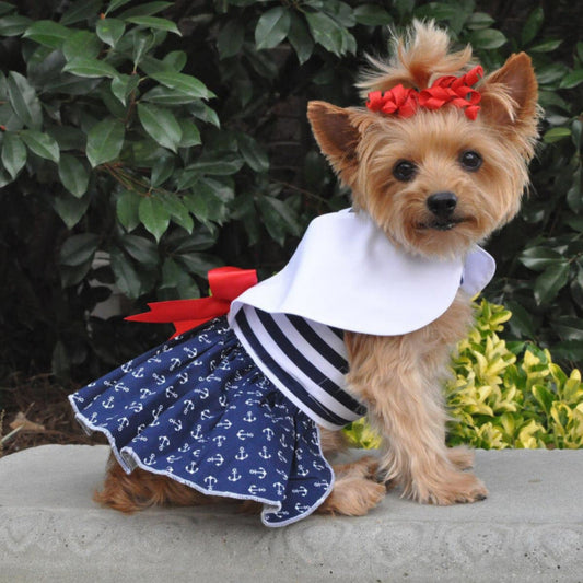 Doggie Design Nautical Dog Dress with Matching Leash 66885