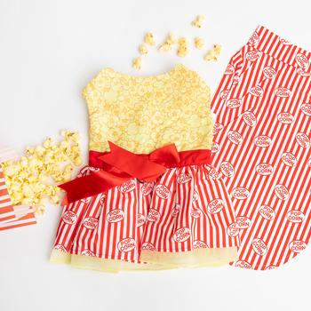 Movie Theater Popcorn Dog Dress with Matching Leash DD# 78557