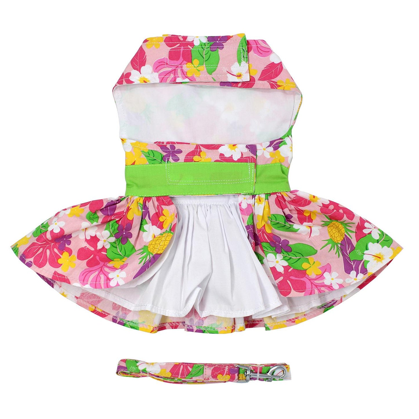Pink Hawaiian Floral Dog Harness Dress with Matching Leash 73385